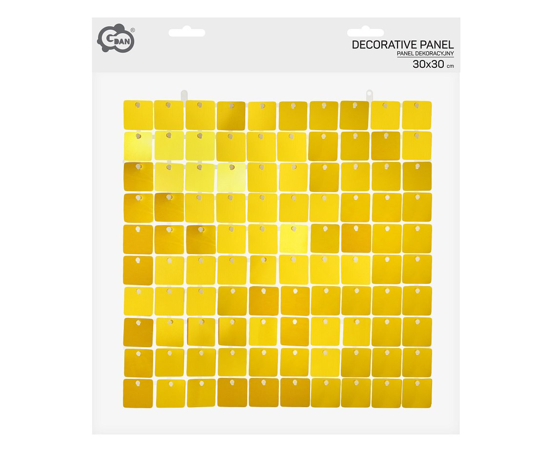 Decorative gold panel, transparent background, 30x30 cm / 100 squares