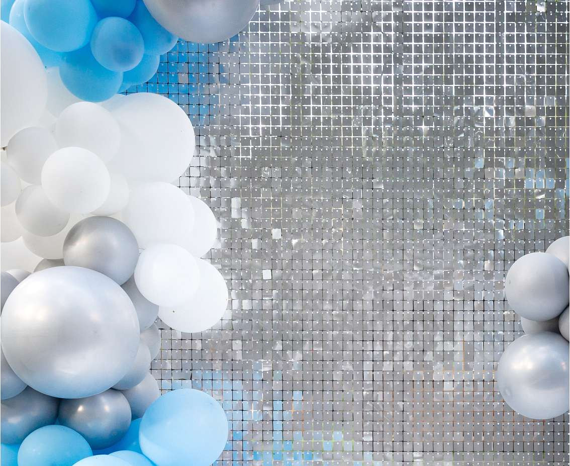 Decorative silver panel, transparent background, 30x30 cm / 100 squares