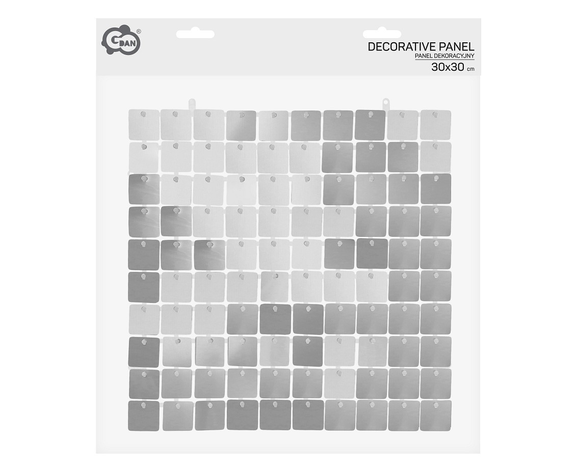 Decorative silver panel, transparent background, 30x30 cm / 100 squares