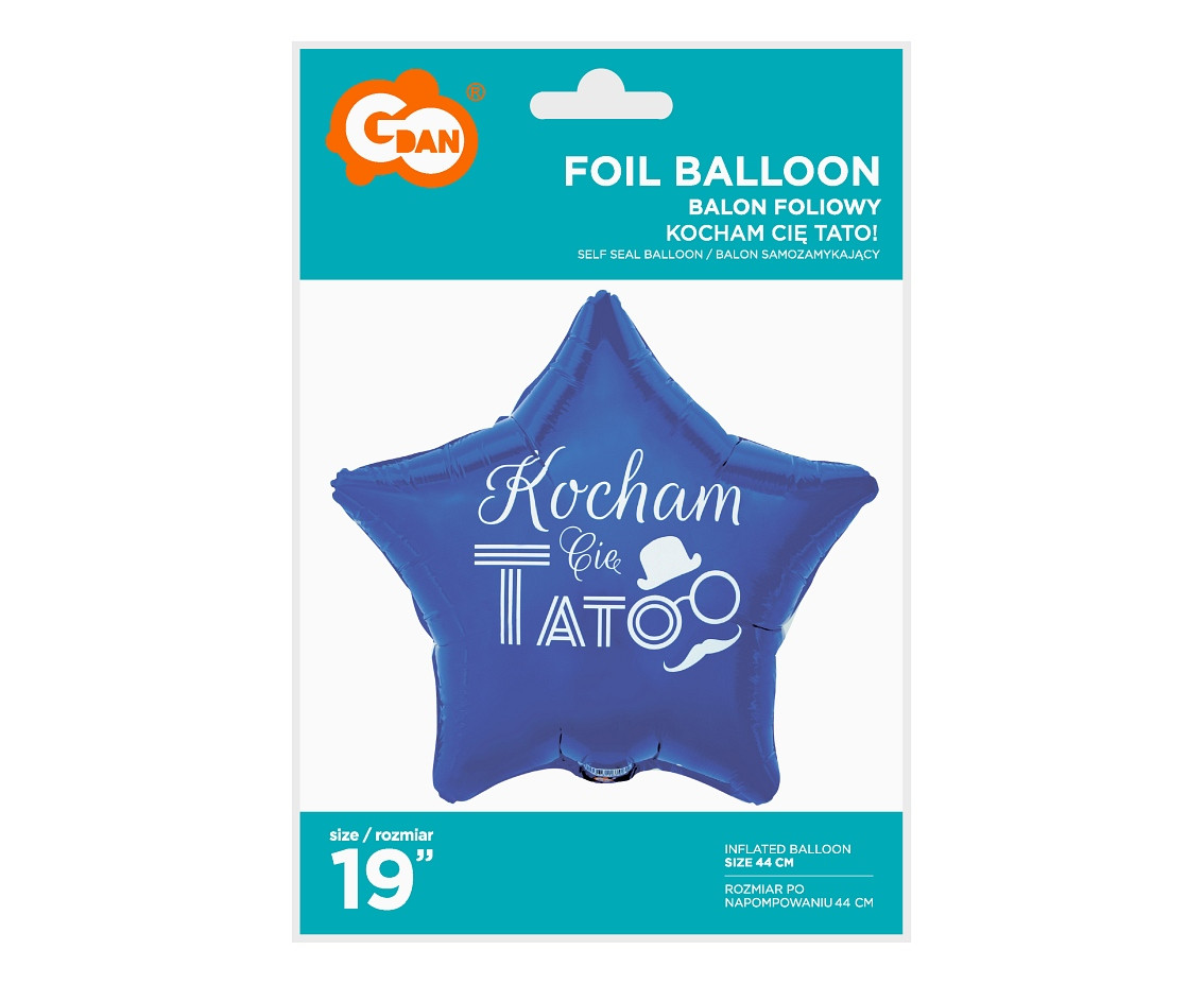 Foil balloon Kocham Cię Tato (blue), 19" EOL