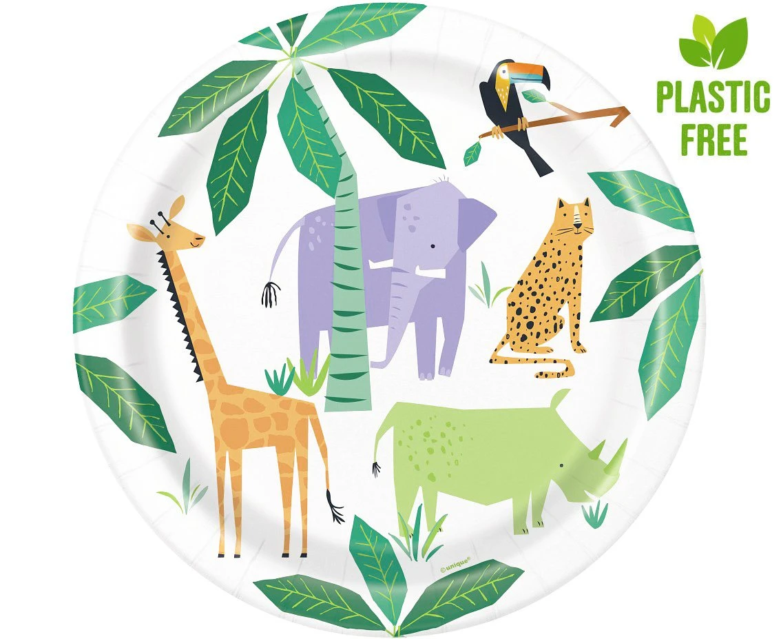 Paper plates Animal Safari, 23 cm, 8 pcs (plastic-free)