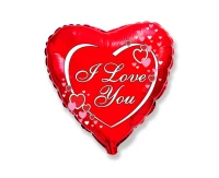 Foil balloon 9" FX - I Love You hearts,  unpacked (flat)