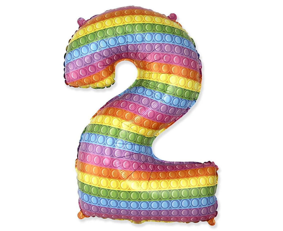 Foil balloon FX - Number 2 POP IT 69" cm KK,  unpacked (flat) EOL