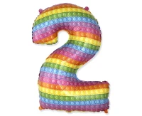 Foil balloon FX - Number 2 POP IT 69" cm KK,  unpacked (flat) EOL
