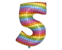 Foil balloon FX - Number 5 POP IT 69" cm KK,  unpacked (flat) EOL