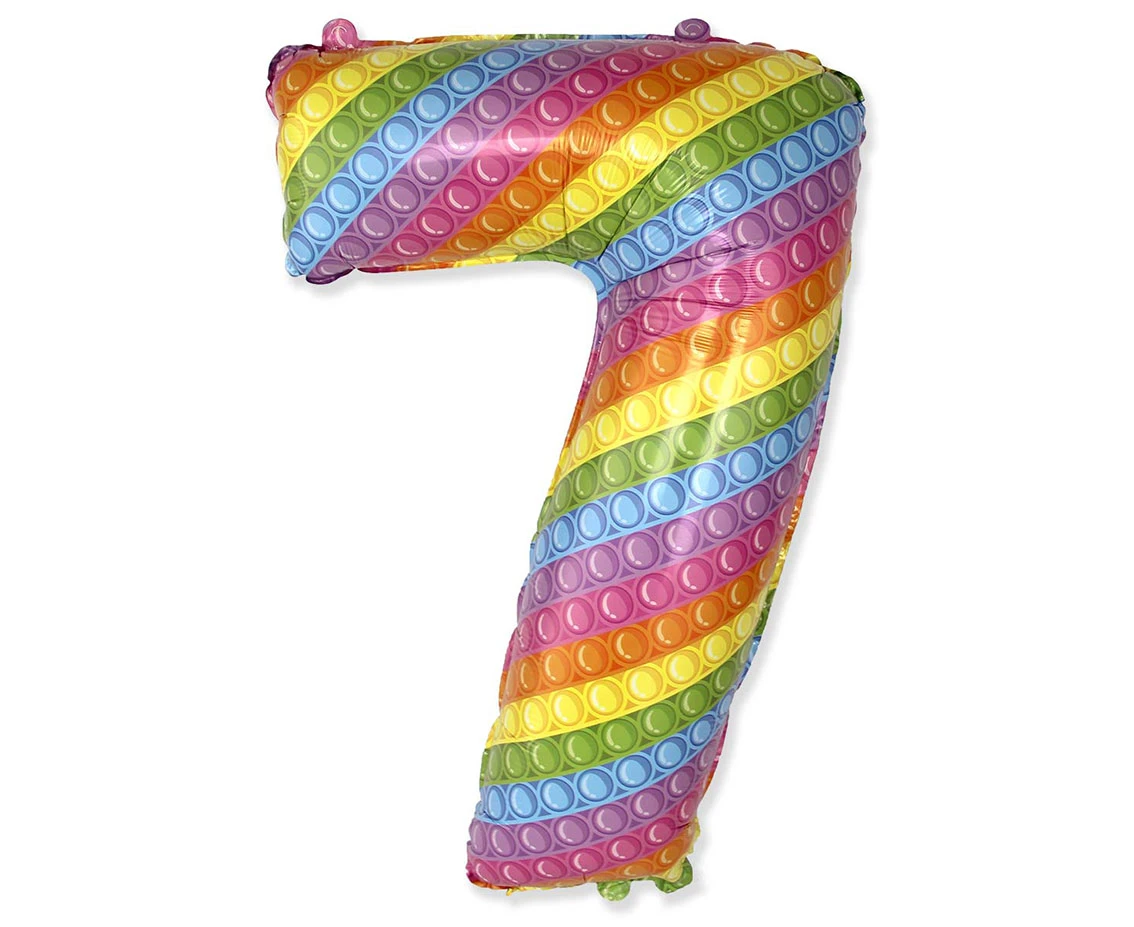 Foil balloon FX - Number 7 POP IT 69" cm KK,  unpacked (flat) EOL