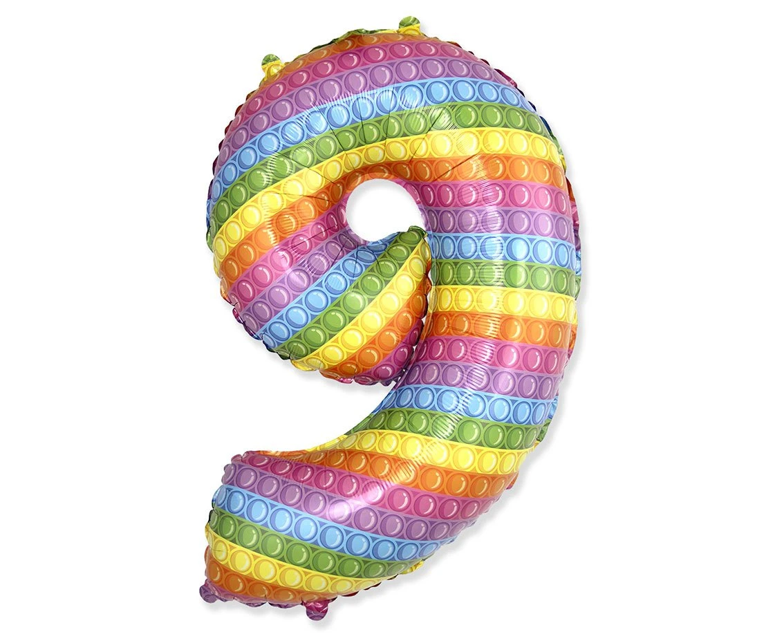 Foil balloon FX - Number 9" POP IT 69" cm KK,  unpacked (flat) EOL