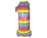 Foil balloon FX - Number 1 POP IT 69" cm KK,  unpacked (flat) EOL