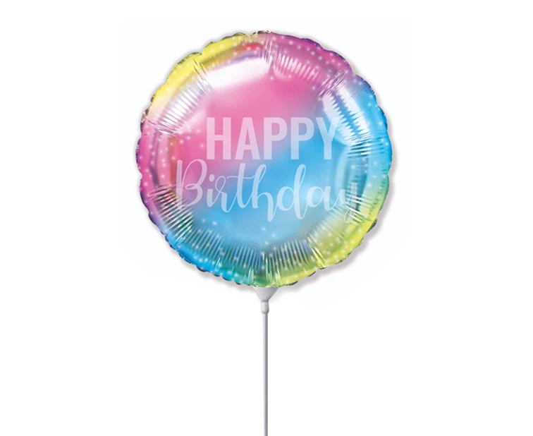 Foil balloon 9" FX - Happy Birthday (pastel gradient),  unpacked (flat)