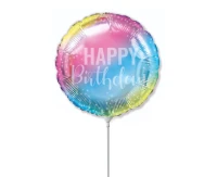 Foil balloon 9" FX - Happy Birthday (pastel gradient),  unpacked (flat)