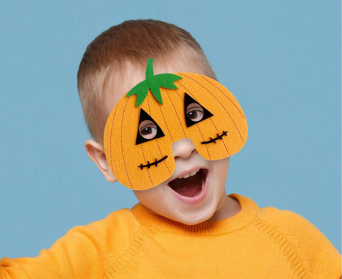 Felt mask - Pumpkin, size 19 x 16,5 cm