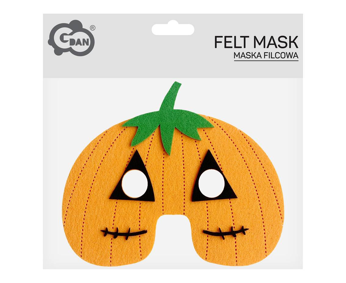 Felt mask - Pumpkin, size 19 x 16,5 cm