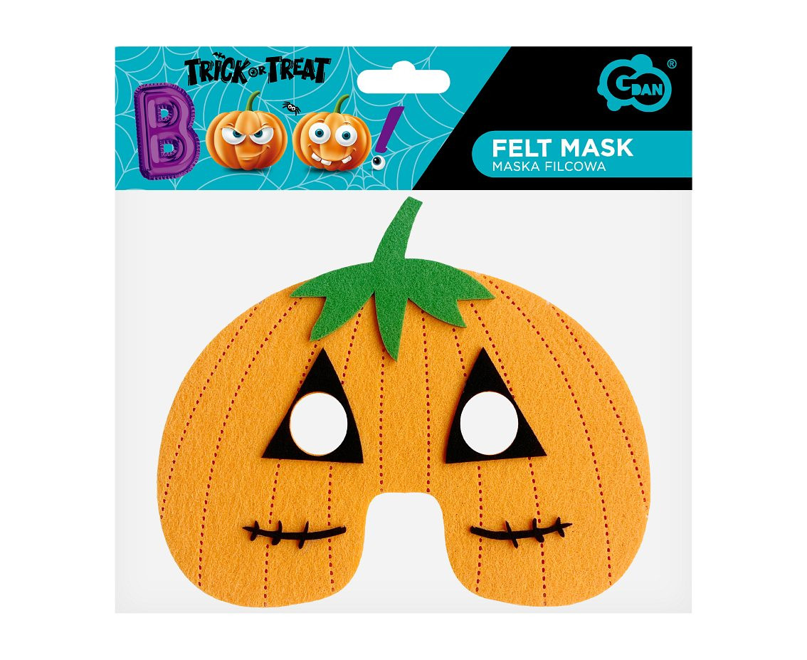 Felt mask - Pumpkin, size 19 x 16,5 cm