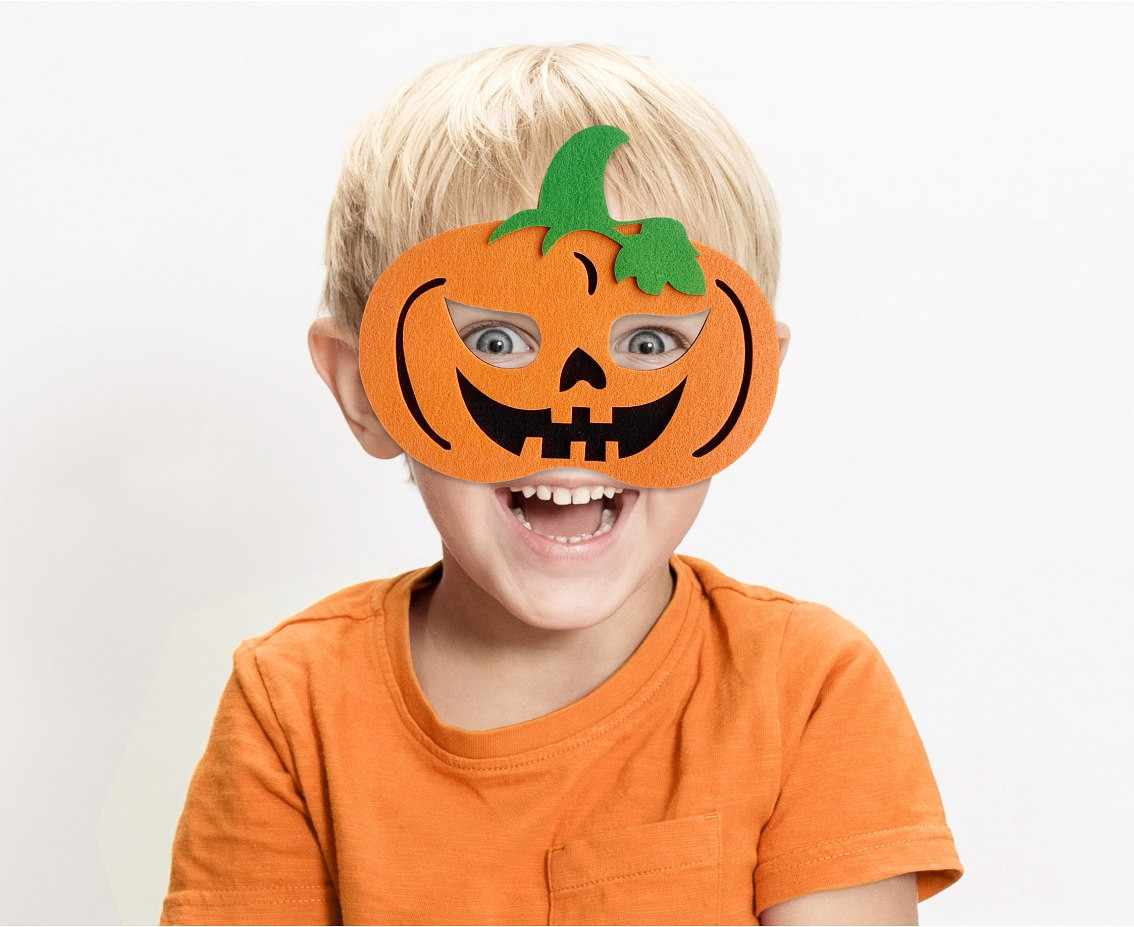 Felt mask - Scary Pumpkin, size 18 x 17 cm