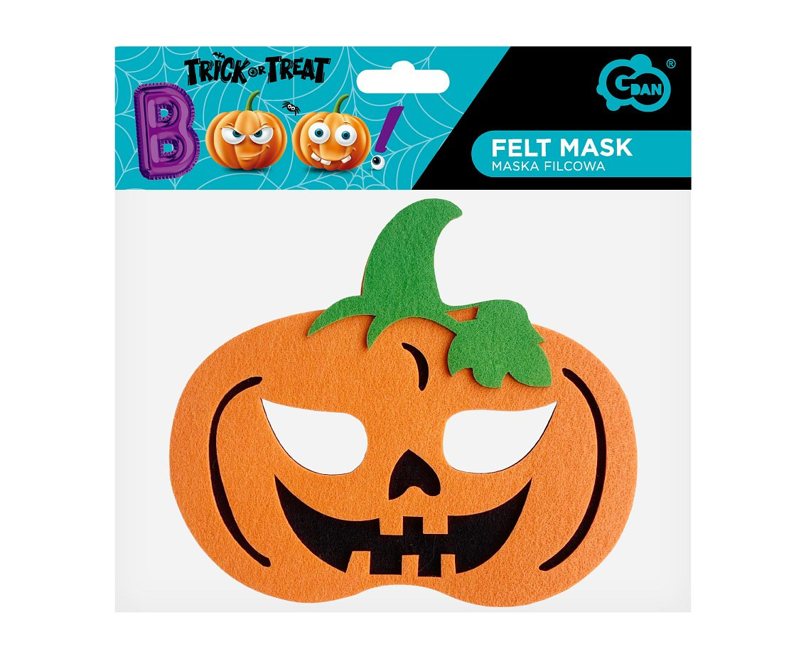 Felt mask - Scary Pumpkin, size 18 x 17 cm