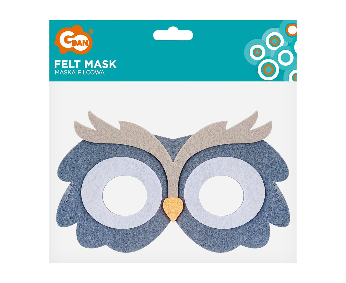Felt mask - Owl, size 18 x 11 cm EOL