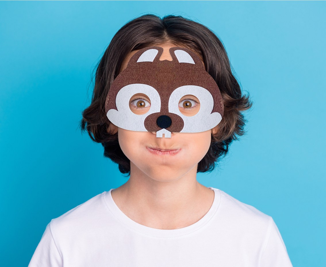 Felt mask - Beaver, size 17,5 x 13,5 cm