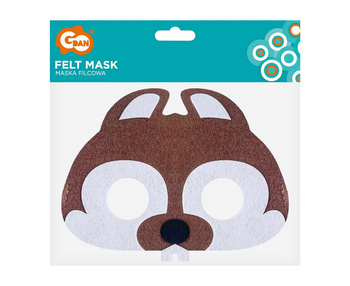 Felt mask - Beaver, size 17,5 x 13,5 cm