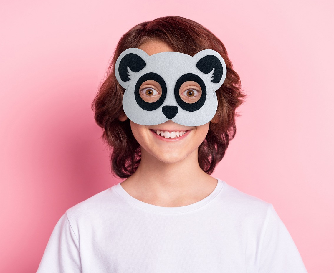 Felt mask - Panda, size 19 x 12 cm