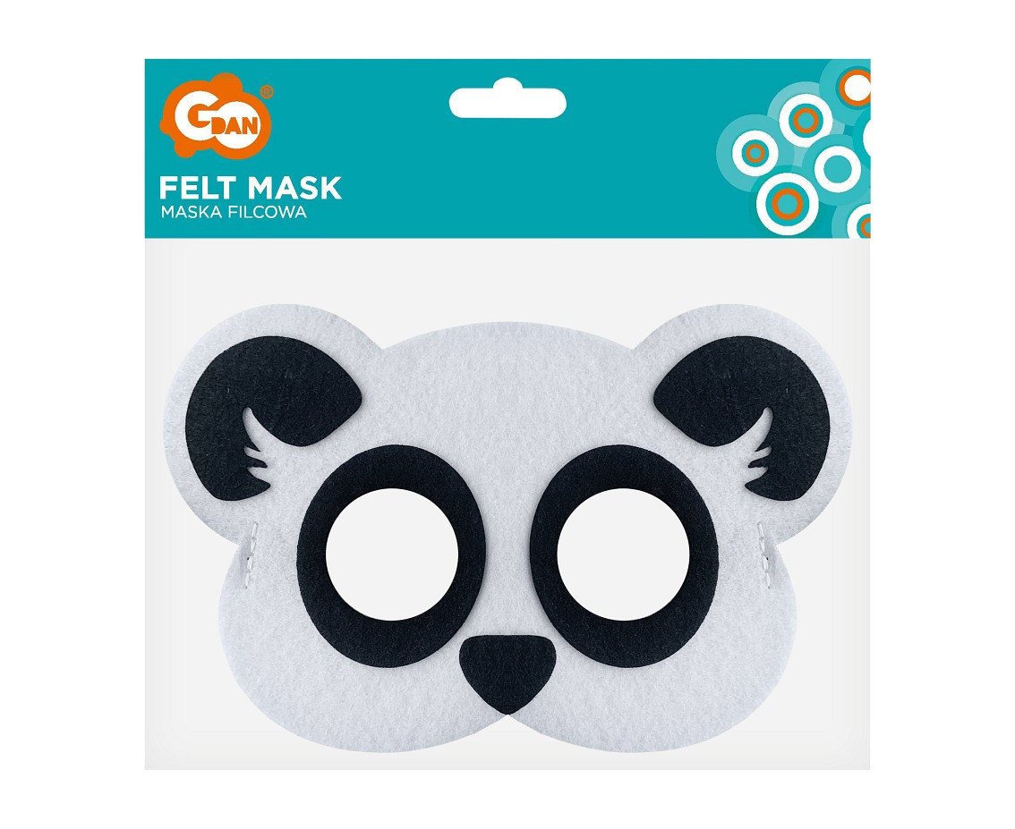 Felt mask - Panda, size 19 x 12 cm