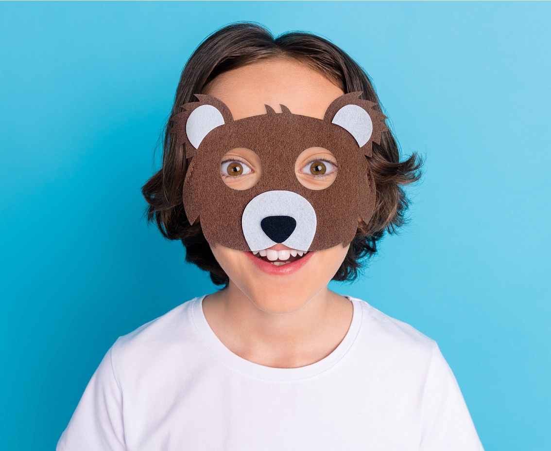 Felt mask - Bear, size 18 x 12 cm