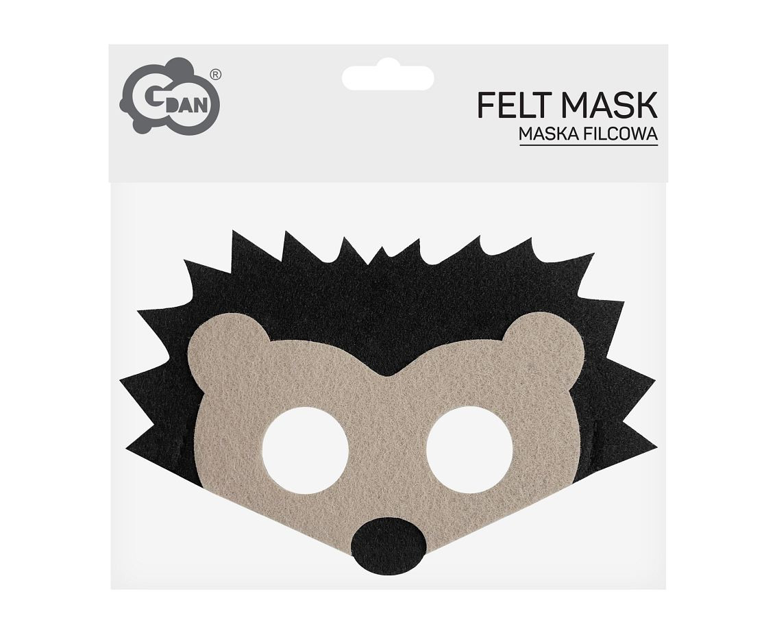 Felt mask - Hedgehog, size 17,5 x 11,5 cm