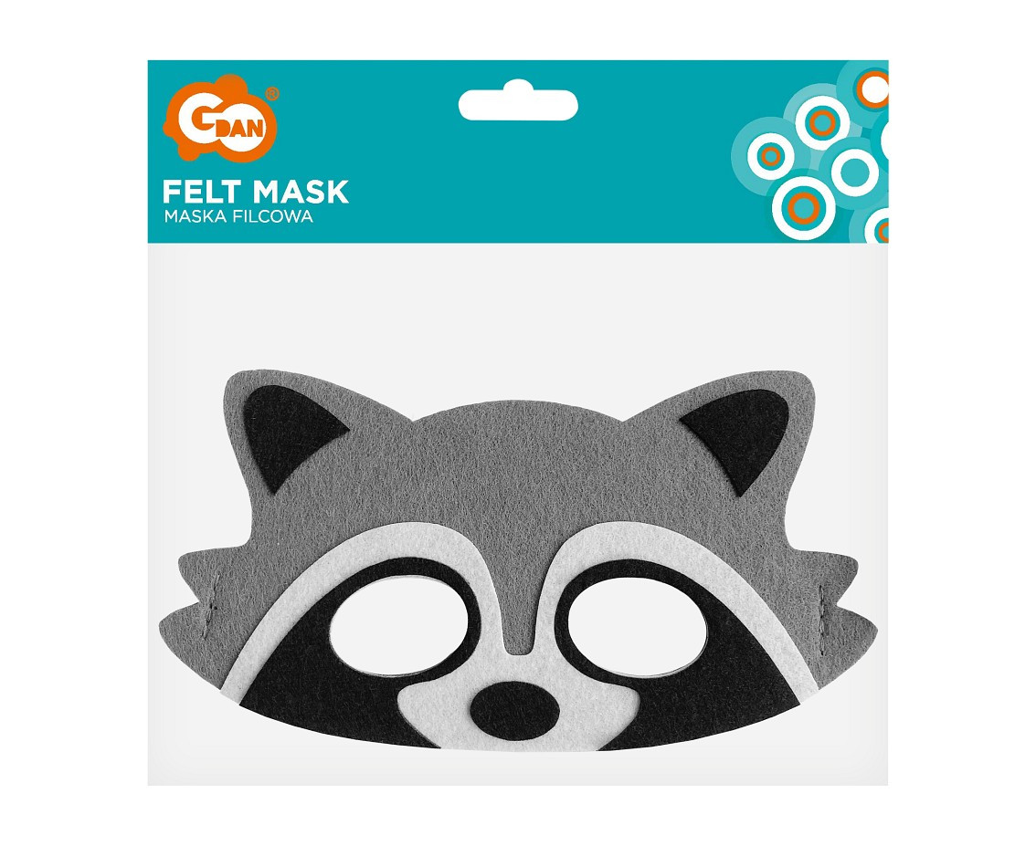 Felt mask - Raccoon, size 18 x 9,5 cm