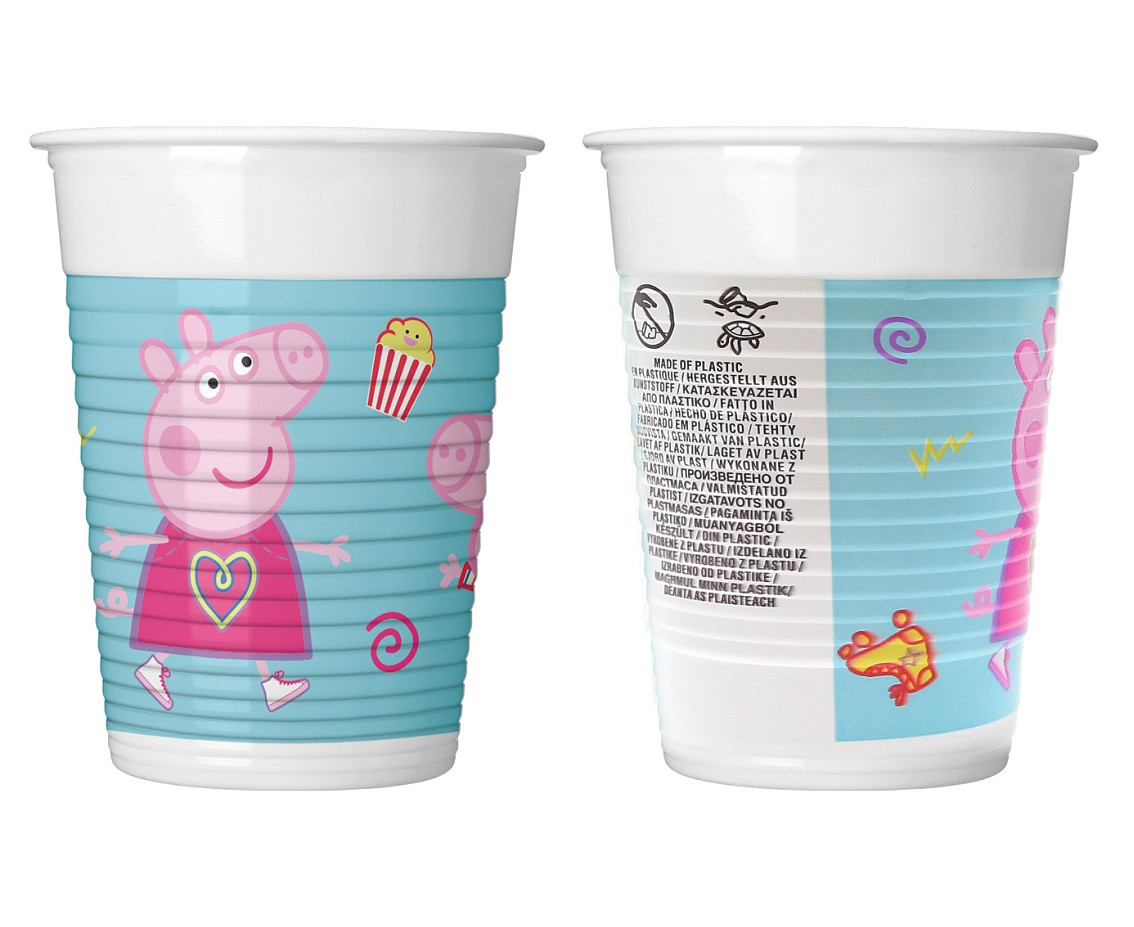 Plastic cups (WM) Peppa Pig Messy Play, 200 ml, 8 pcs (SUP label) EOL