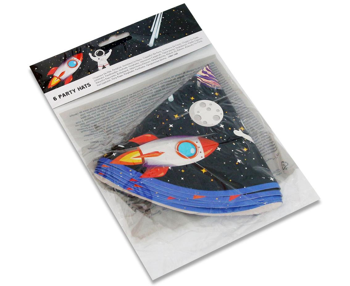 Paper hats "Rocket Space" 6 pcs EOL