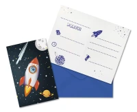 Invitations with envelopes "Rocket Space", 6 pcs