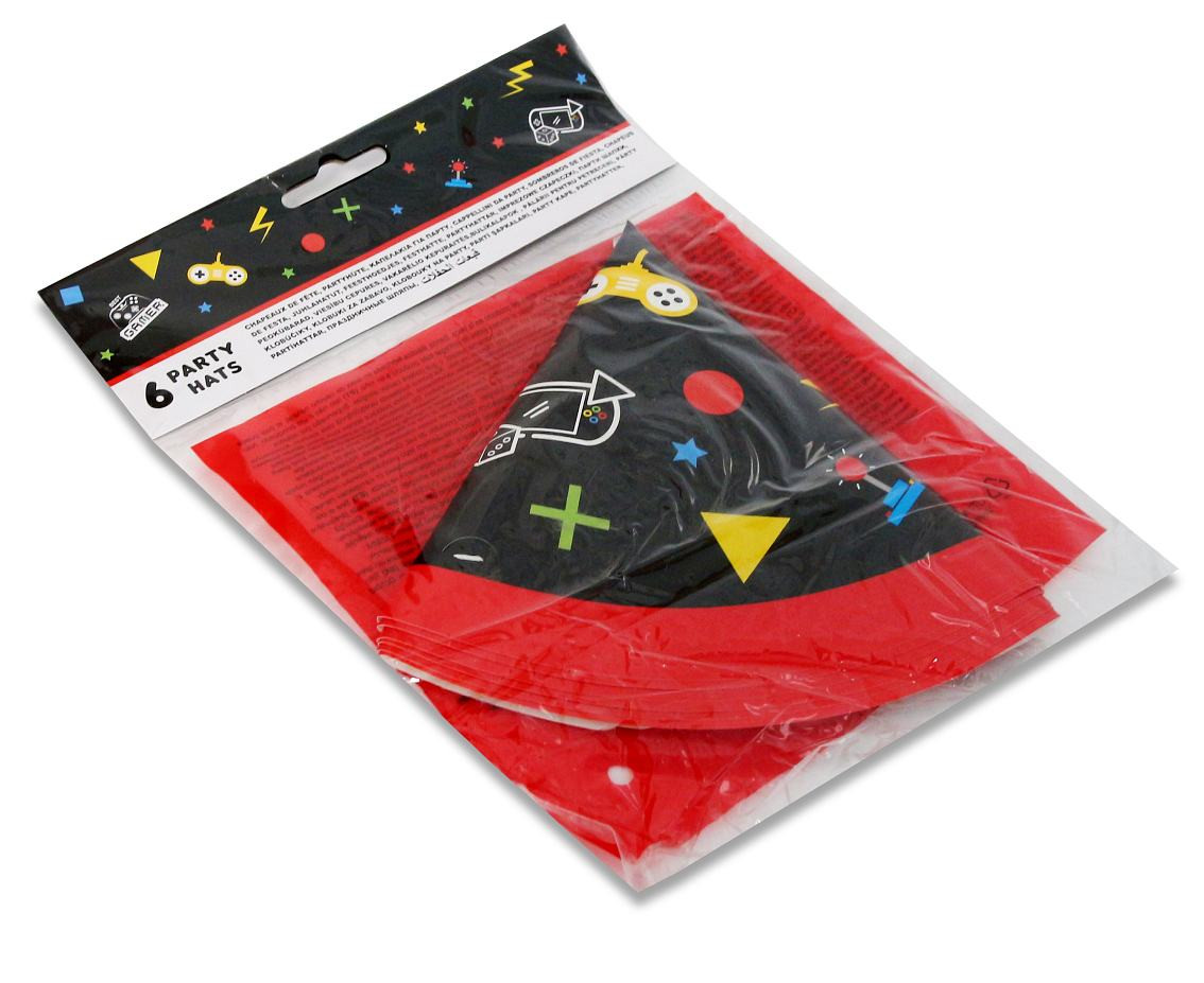 Paper hats "Gaming Party" 6 pcs EOL