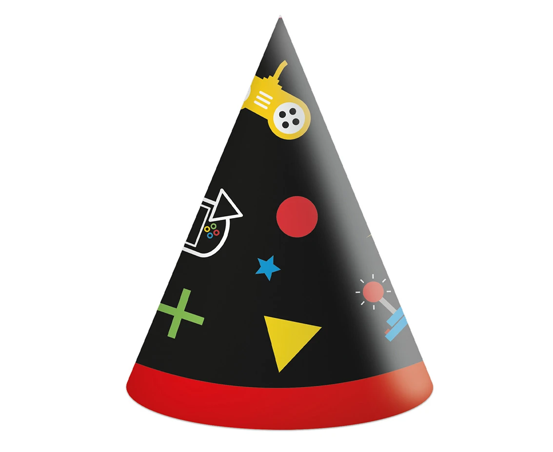 Paper hats "Gaming Party" 6 pcs EOL
