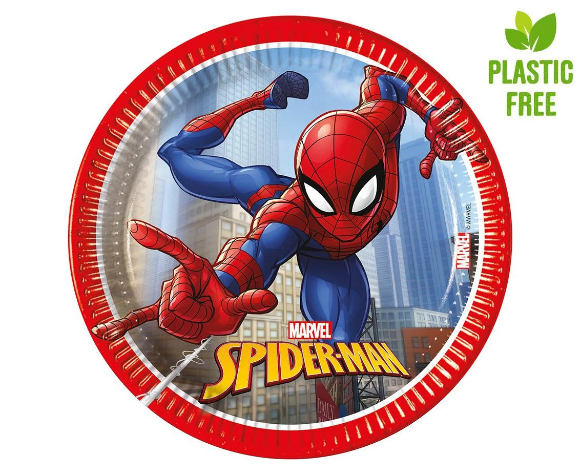 Paper plates Spiderman Crime Fighter (next generation) 20 cm, 8 pcs. (Plastic-free) EOL