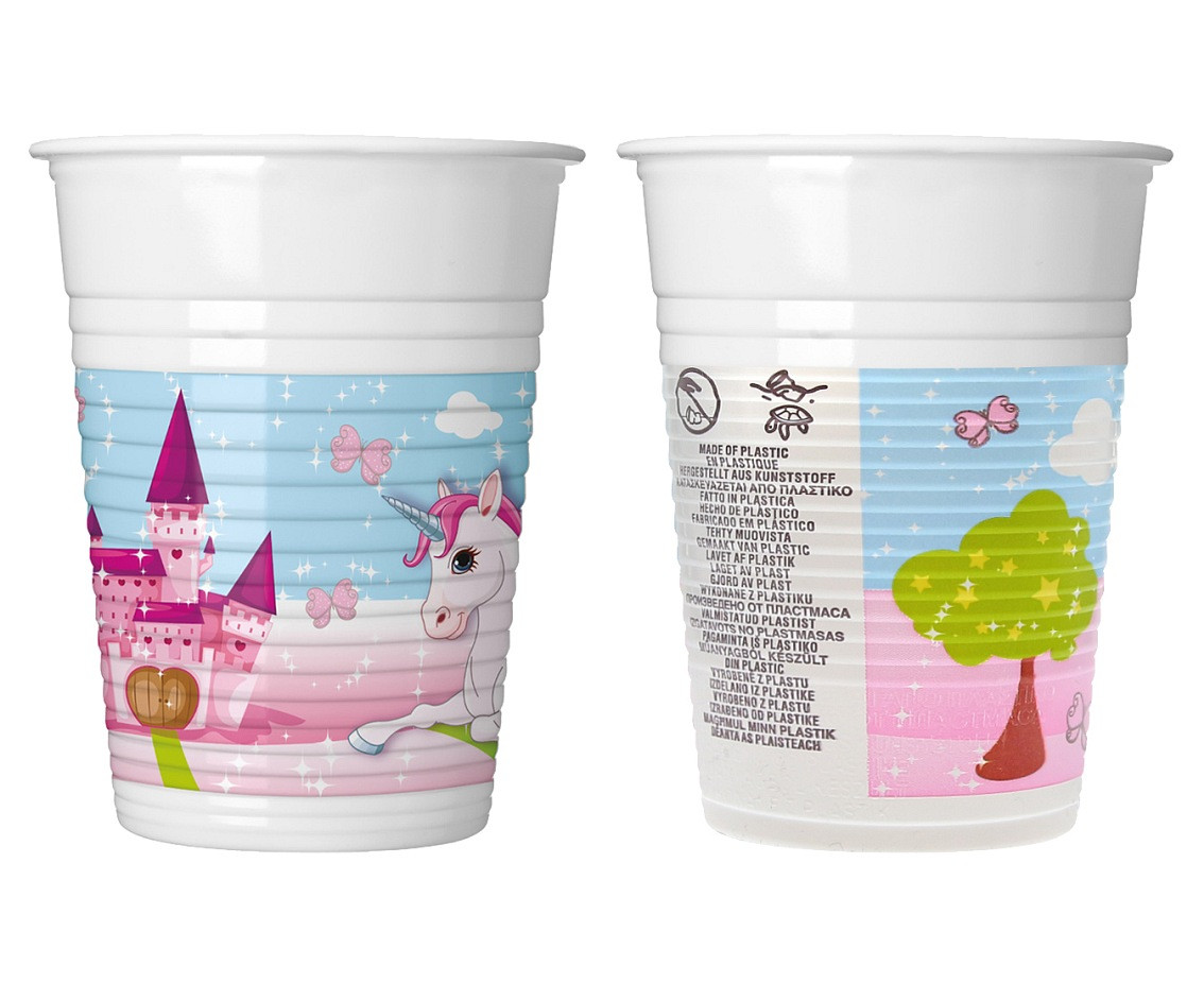 Plastic cups (WM) Unicorn, 200 ml, 8 pcs (SUP label) EOL