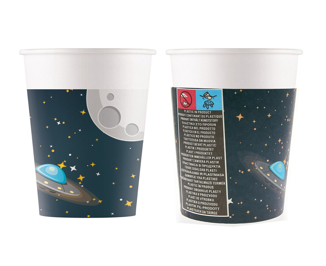 Paper cups (WM), Rocket Space, 200ml, 8 pcs. (SUP label)