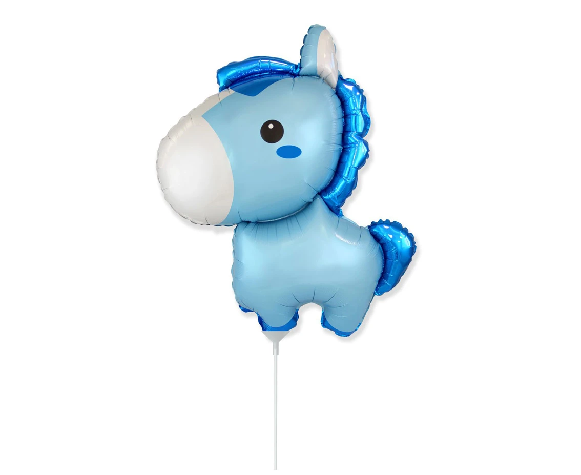 Foil balloon 14" FX - Horse (blue),  unpacked (flat)