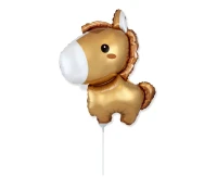 Foil balloon 14" FX - Horse (brown),  unpacked (flat)