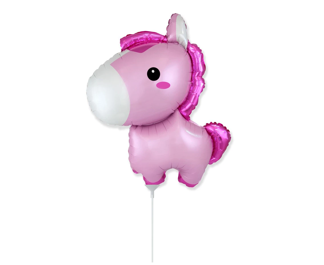 Foil balloon 14" FX - Horse (pink),  unpacked (flat)