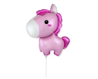 Foil balloon 14" FX - Horse (pink),  unpacked (flat)