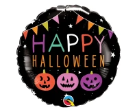 Foil balloon 18" QL RND Happy Halloween (pumpkins and banners) EOL
