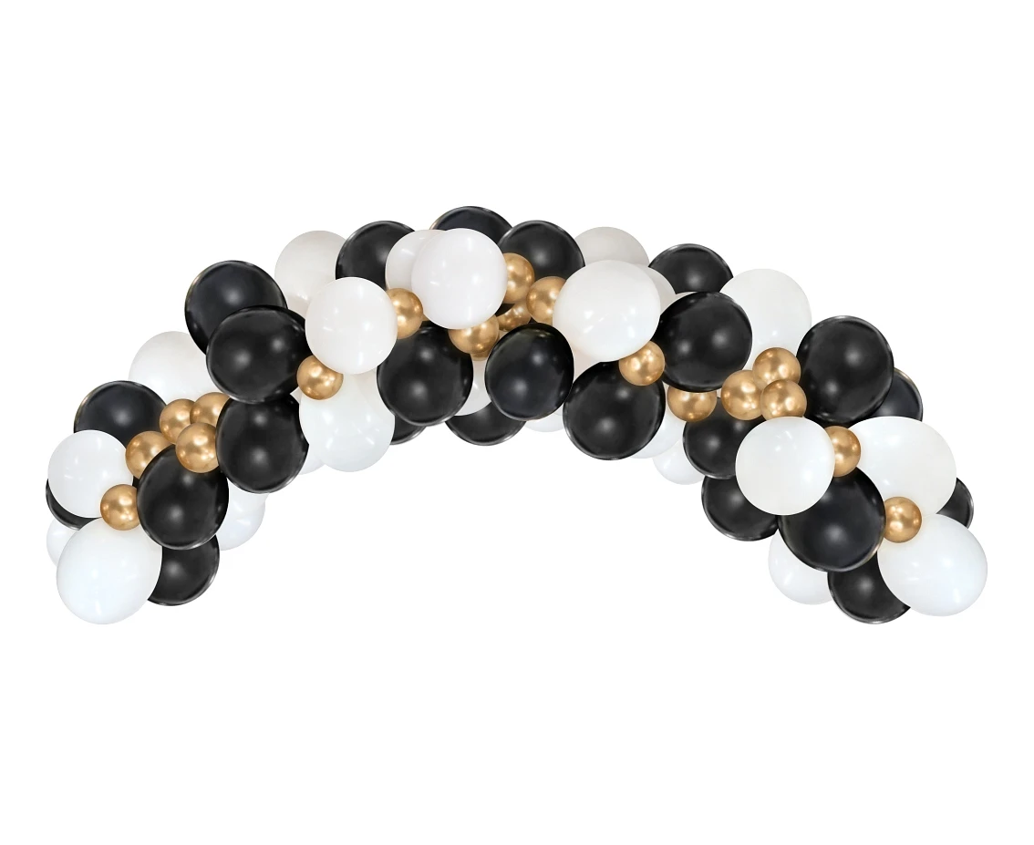 Balloons B&C, garland white, gold and black, 70pcs