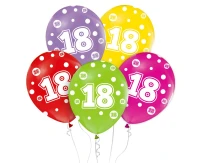 Balloon with digit 18, 12" / 5 pcs.