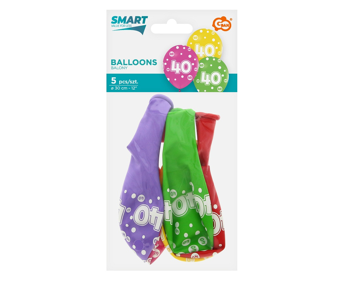 Balloon with digit 40, 12" / 5 pcs.