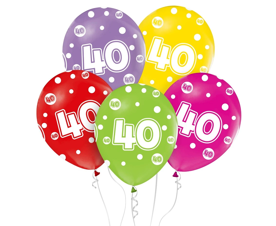 Balloon with digit 40, 12" / 5 pcs.