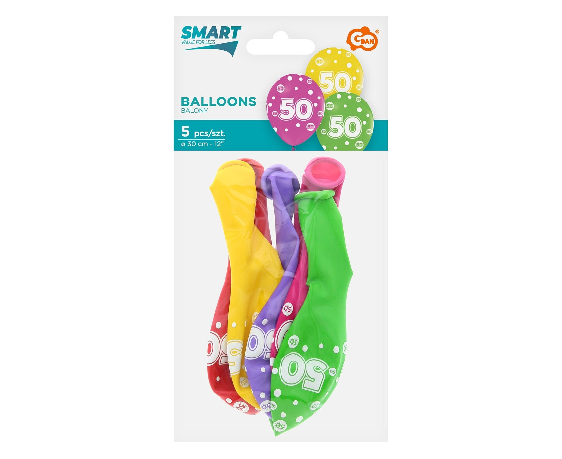 Balloon with digit 50, 12" / 5 pcs. EOL