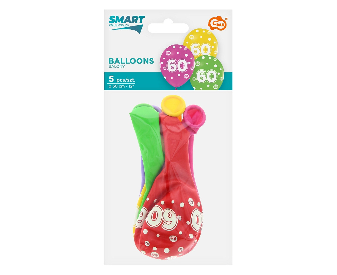 Balloon with digit 60, 12" / 5 pcs. EOL