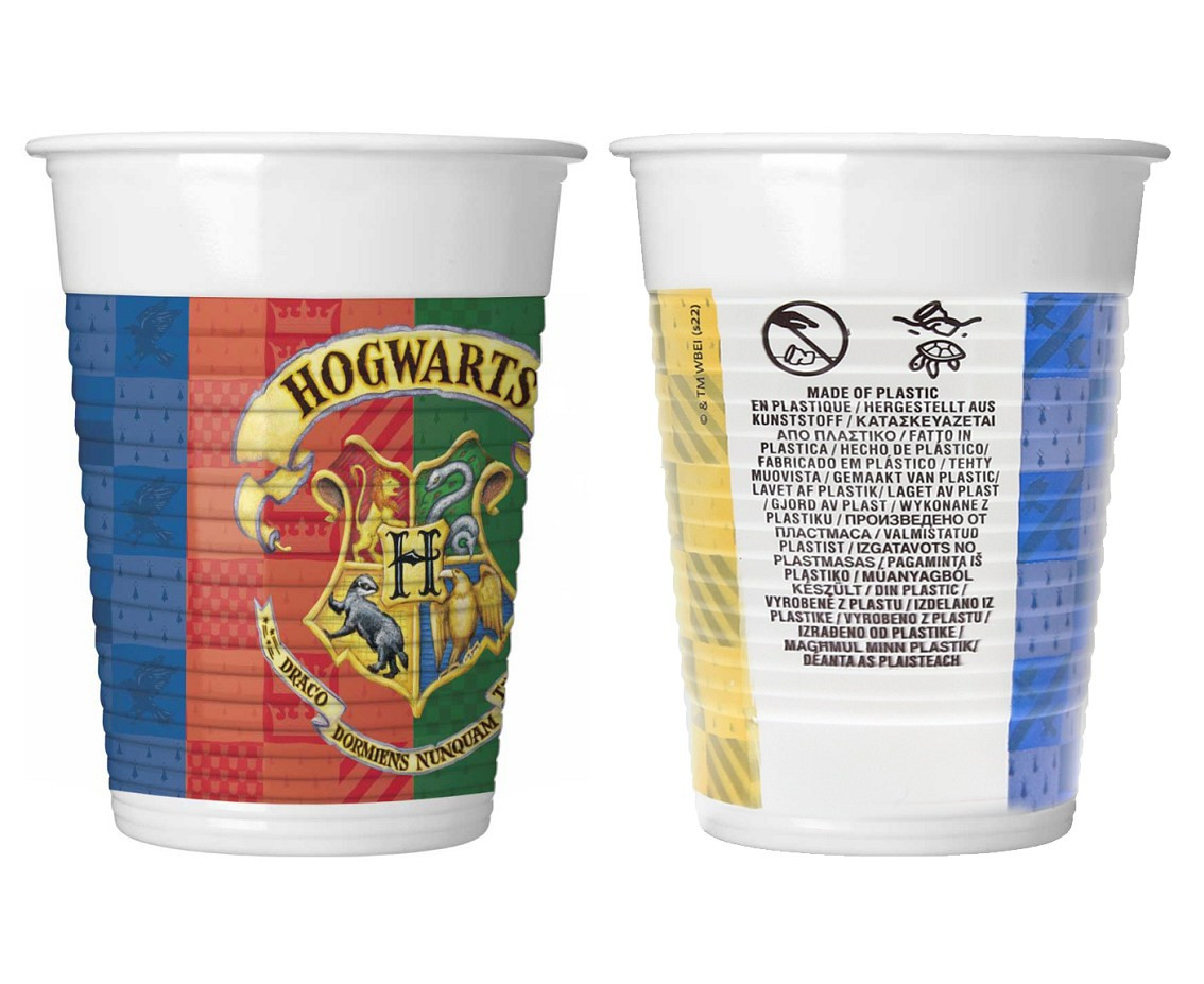 Plastic cups (WM) Harry Potter Hogwarts Houses, 200ml, 8 pcs (SUP label) EOL
