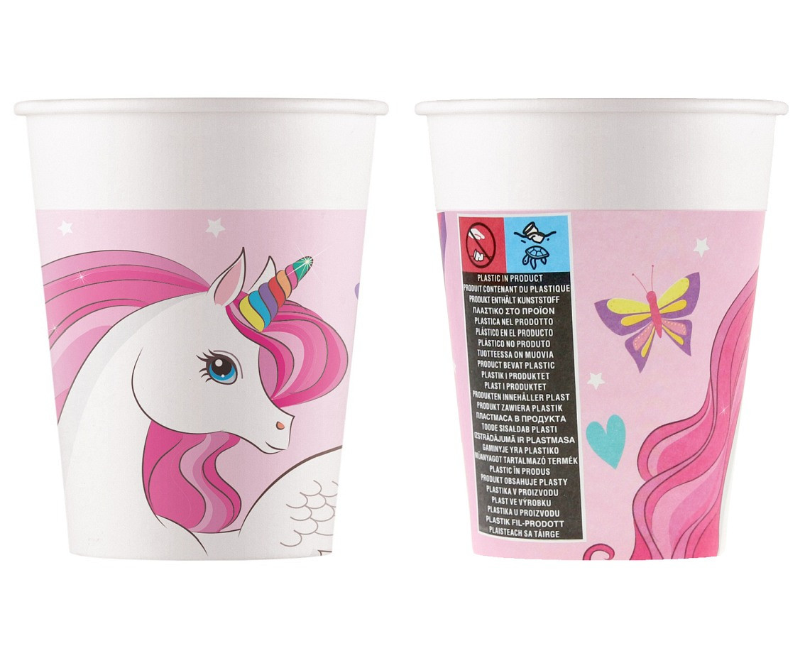 Paper cups (WM) Unicorn Rainbow Colors, 200ml, 8 pcs (SUP label)