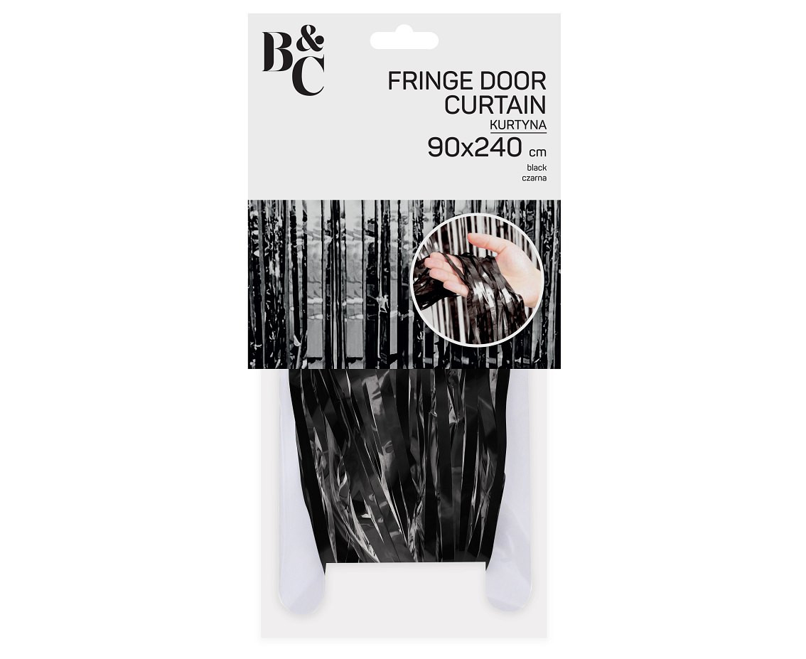 Fringe Door Curtain, black, 90x240 cm