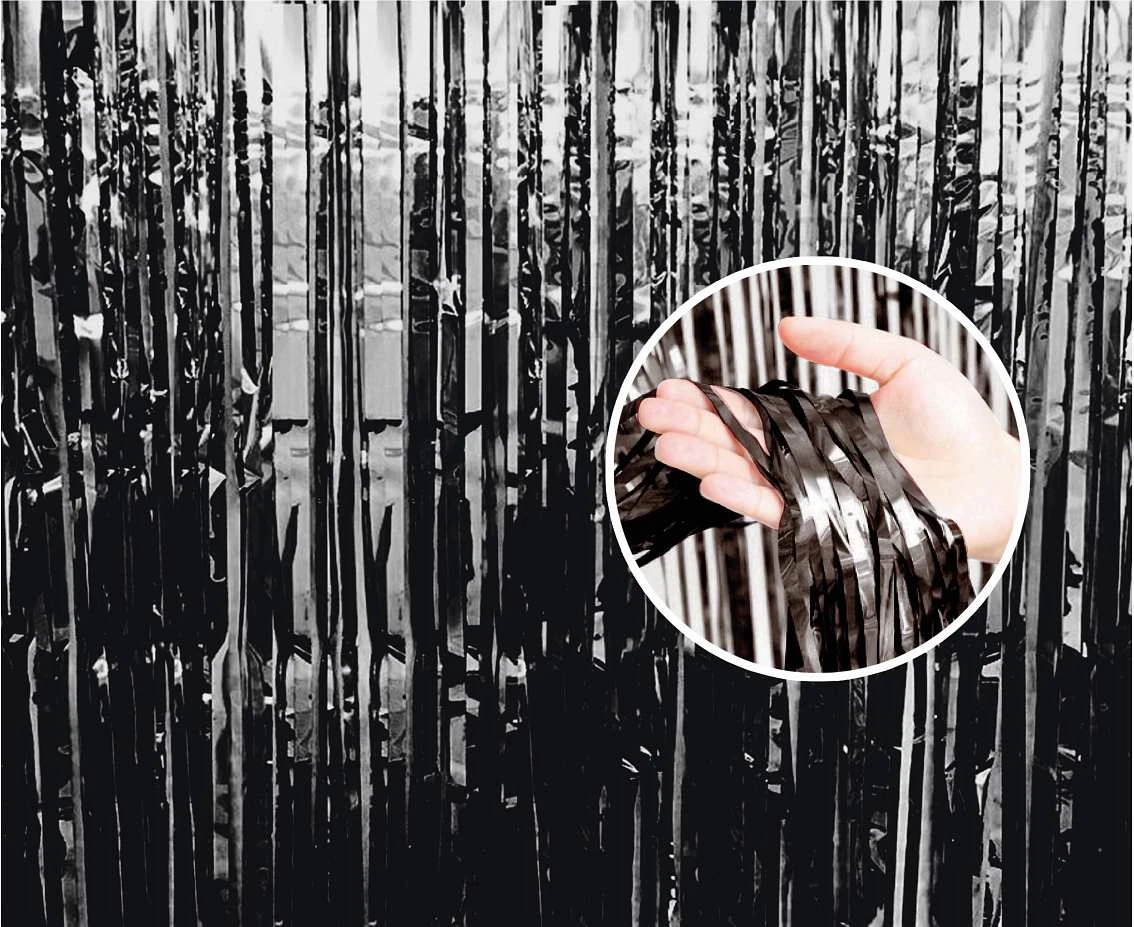 Fringe Door Curtain, black, 90x240 cm